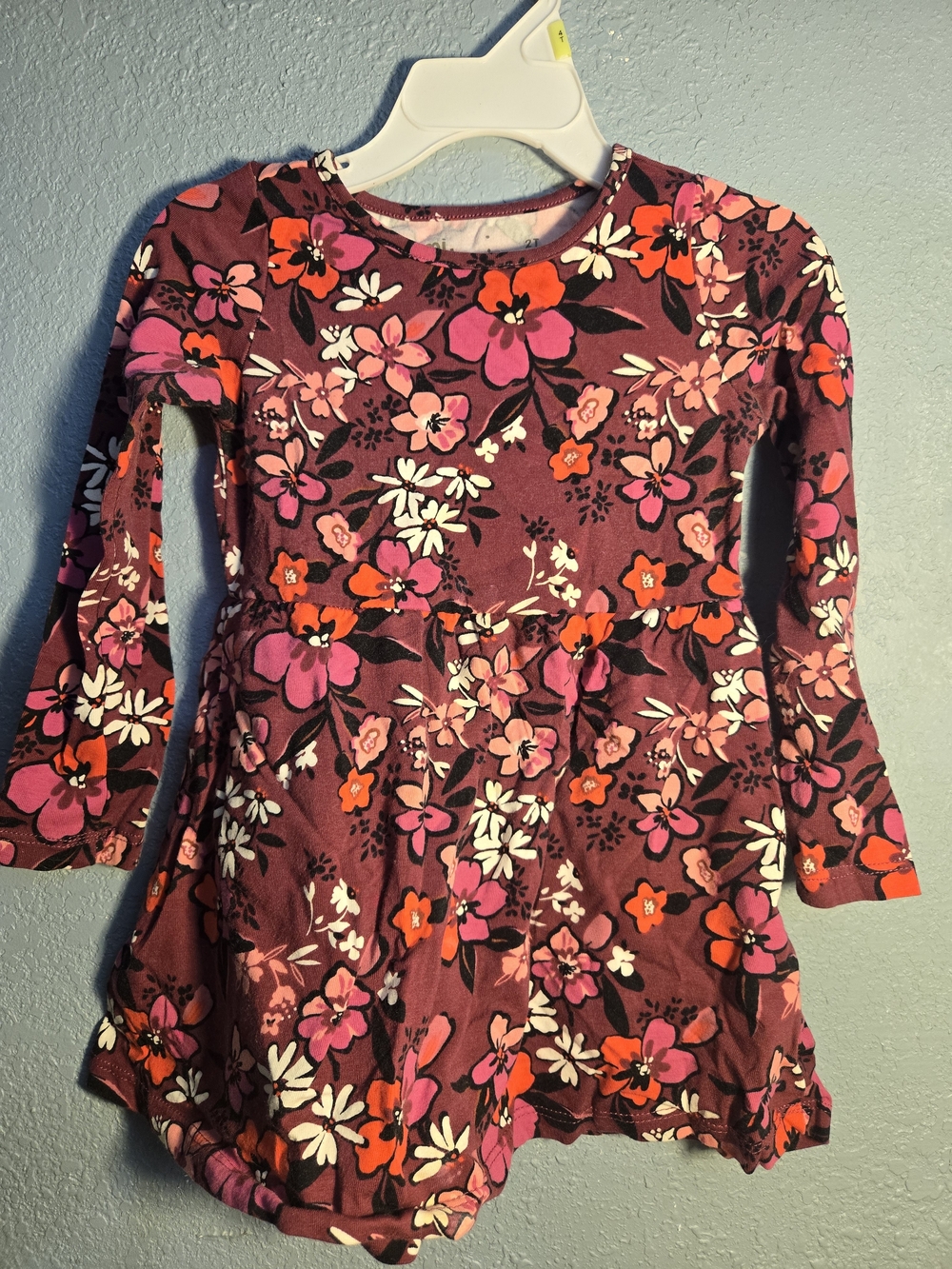 Umi Purple Floral Long Sleeve Dress with Pink & Orange Blooms